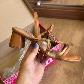 Sandália Dakota de Salto Bloco Tiras Entrelaçadas Y9371